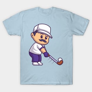 Man Playing Golf Cartoon T-Shirt